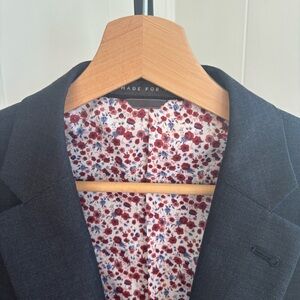 Indochino Men 45R Charcoal Gray Wool 2 Button Old Money Sport Coat Preppy Blazer